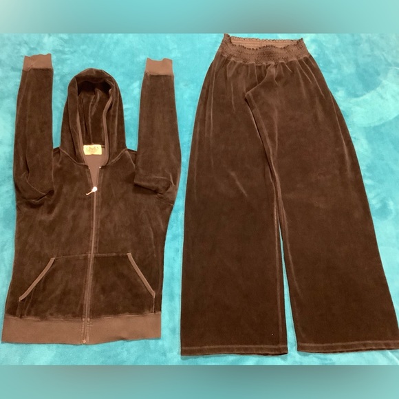Juicy Couture Vintage Velour Pants 25 x 32 Zip Up Crop Hoodie Tracksuit - Picture 4 of 15